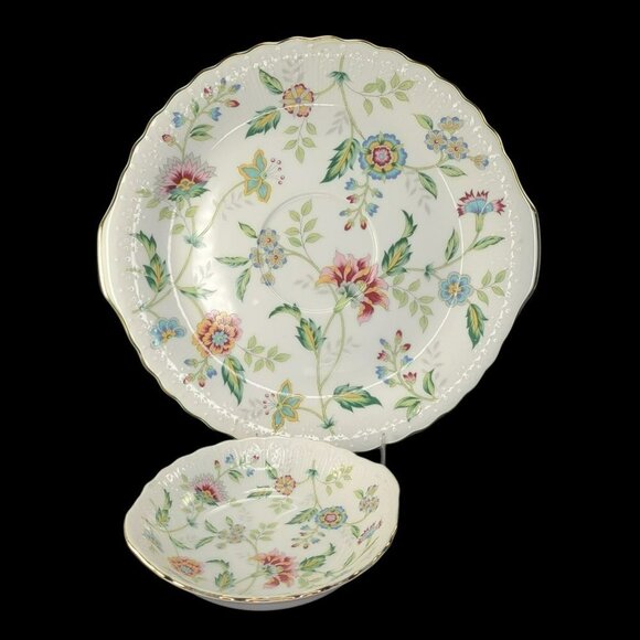 Sadek Buckingham Party‎ Serving Chip Dip 2 Piece Set Embossed Gold Trim Retired - Picture 1 of 7